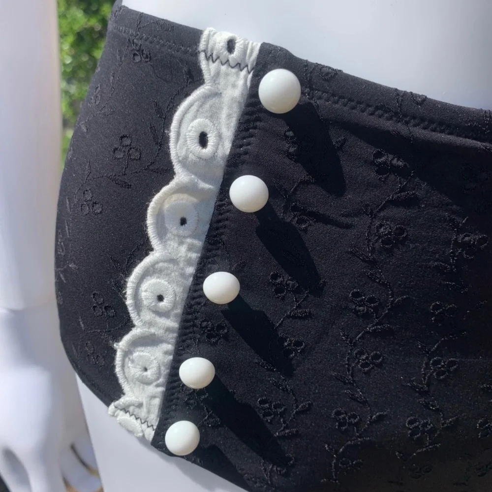 💋NWT Morgan Lane Vintage High-Rise Scalloped Eyelet 2Pc Bikini - Picture 7 of 13